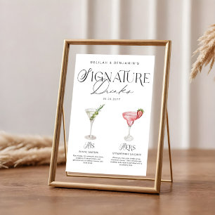 Affiche Elégante aquarelle Sa signature Boisson Mariage