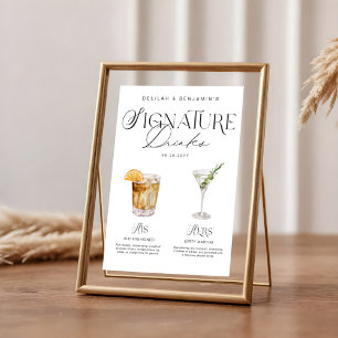 Affiche Elégante aquarelle Sa signature Boisson Mariage