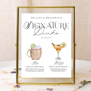 Affiche Elégante aquarelle Sa signature Boisson Mariage