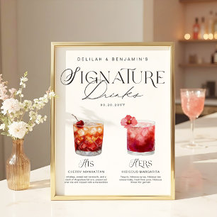 Affiche Elégante aquarelle Sa signature Boisson Mariage