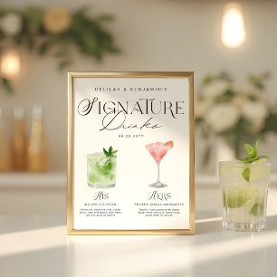 Affiche Elégante aquarelle Sa signature Boisson Mariage