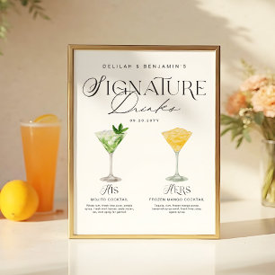 Affiche Elégante aquarelle Sa signature Boisson Mariage