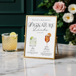 Affiche Elégante aquarelle Sa signature Boisson Mariage