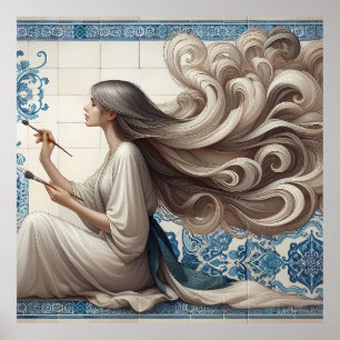 Affiche Elégante Artiste Femme - Illustration d'Art Carrel