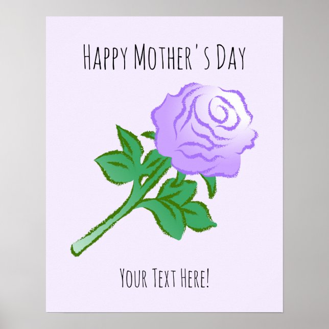 Affiche élégante avec une rose violette (Devant)