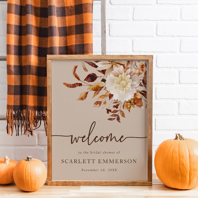 Affiche Élégante Baby Shower de Mariage d'Automne (Fall Elegant Bridal Shower Poster
)