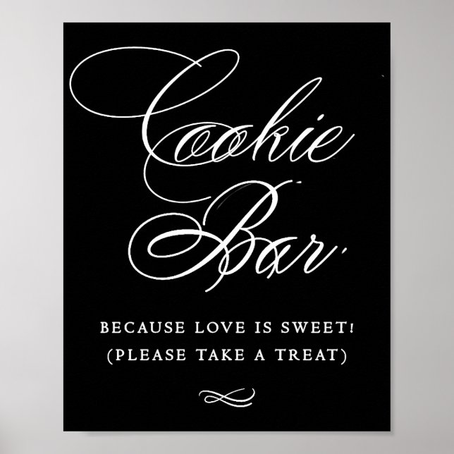 Affiche Élégante barre de biscuits Calligraphie blanche |  (Devant)