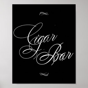Affiche Élégante barre de Cigar Calligraphie blanche Tab