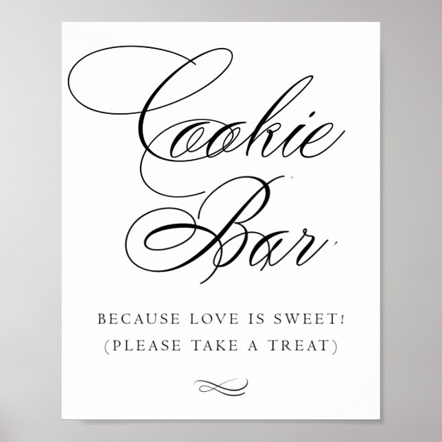 Affiche Élégante barre de cookies Calligraphie noire | Tab (Devant)