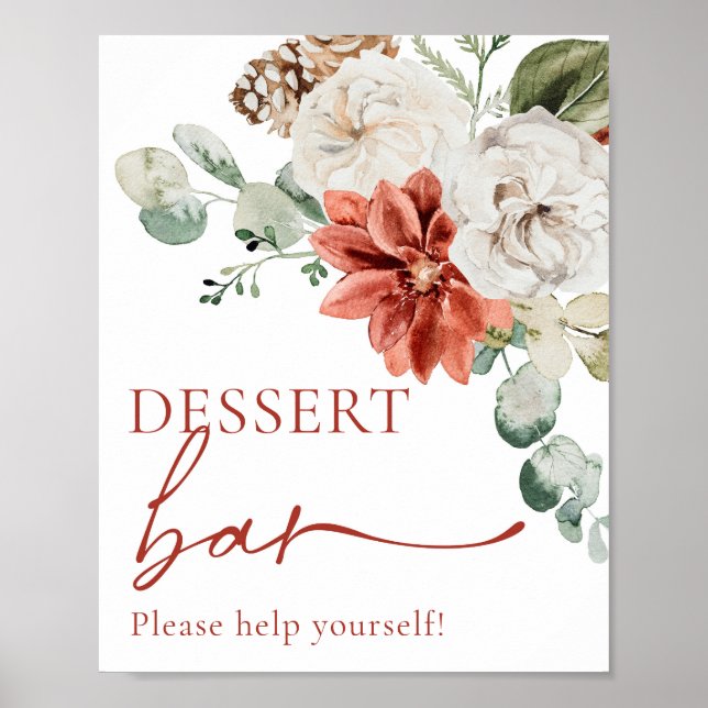 Affiche Élégante barre de dessert rouge d'hiver (Devant)