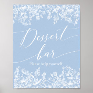 Affiche Élégante barre de desserts bleu Fleur sauvage Dust