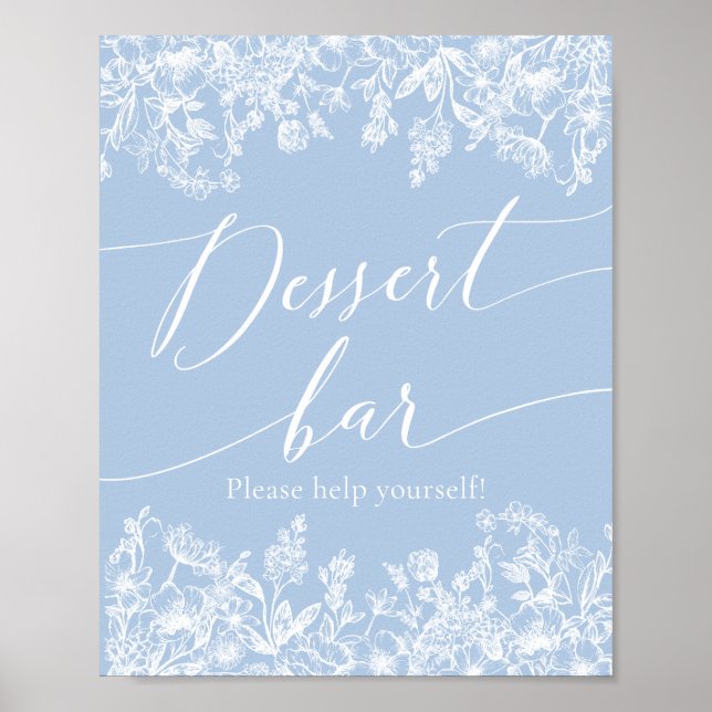 Affiche Élégante barre de desserts bleu Fleur sauvage Dust (Devant)