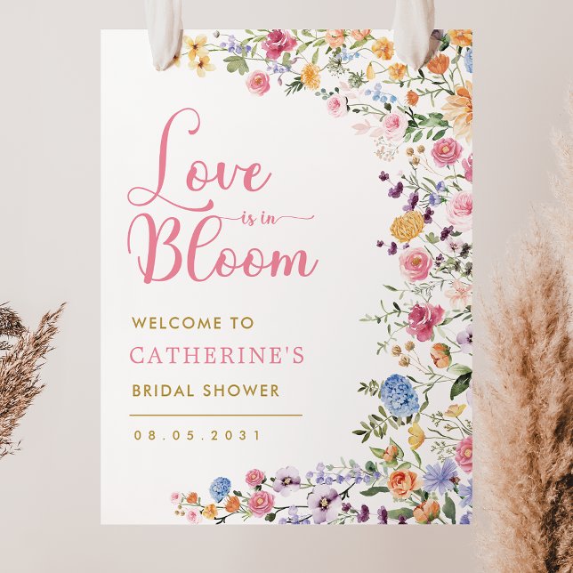 Affiche Élégante Bienvenue de Fête de Fiançailles de Fleur (Créateur téléchargé)
