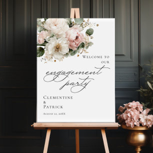 Affiche Élégante bienvenue de fête de fiançailles florale