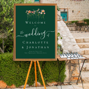 Affiche Élégante Bienvenue de Mariage Bohème Fleur Sauvage