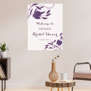 Affiche Élégante Bienvenue Mariage Paisley Violet