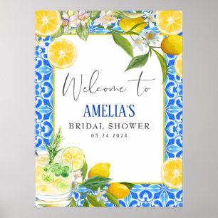 Affiche Élégante Bienvenue Méditerranéenne au Shower de Ma