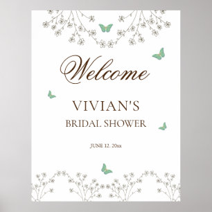 Affiche Élégante bienvenue pour une douche nuptiale floral