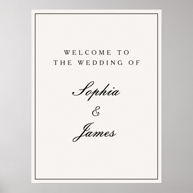 Affiche Élégante calligraphie Black Frame Welcome Mariage (Devant)
