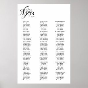 Affiche Élégante calligraphie BlackWedding Seating Chart