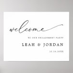 Affiche Elégante Calligraphie Engagement Party Bienvenue<br><div class="desc">Entrez dans l'élégance avec notre Elegant Calligraphy Engagement Party Welcome Poster (Edit). Conçu avec finesse et charme, ce chef-d'oeuvre personnalisable allie élégance et art de la calligraphie. Donnez le ton parfait à votre célébration car les invités sont accueillis avec une touche de grâce raffinée. Personnalisez votre événement sans effort et...</div>