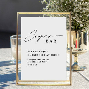 Affiche Élégante calligraphie Favoriser Cigar Bar Mariage 