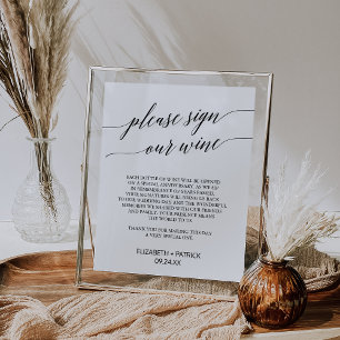 Affiche Élégante Calligraphie Noire Signe Notre Vin