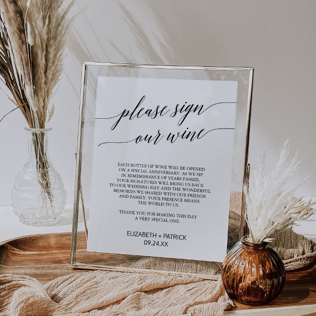 Affiche Élégante Calligraphie Noire Signe Notre Vin (Créateur téléchargé)