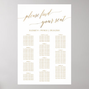 Affiche Élégante calligraphie Or 90+ Carte de siège invité