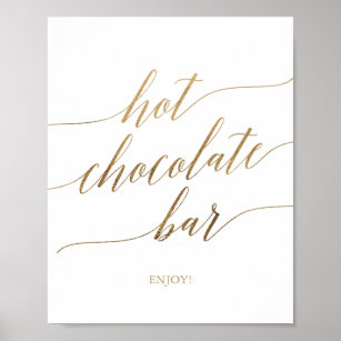 Affiche Élégante calligraphie or Barre de chocolat chaud S