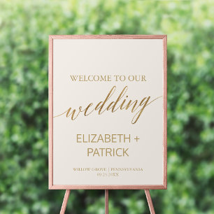 Affiche Élégante calligraphie Or Bienvenue au Mariage iv
