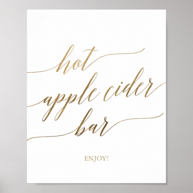 Affiche Élégante calligraphie or Hot Apple Cider Bar Signa (Devant)