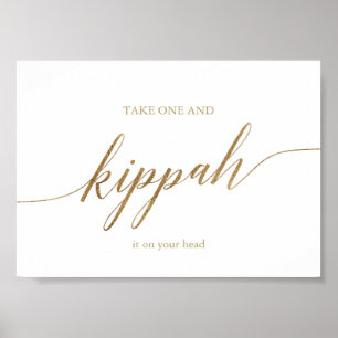Affiche Élégante calligraphie or Kippah