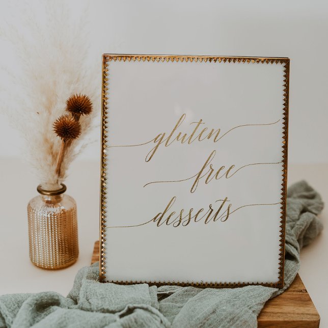 Affiche Élégante calligraphie or Libre dessert gluten d'iv (Créateur téléchargé)