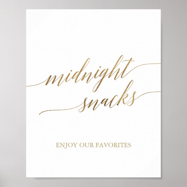 Affiche Élégante calligraphie Or Minuit Snacks Signal (Devant)
