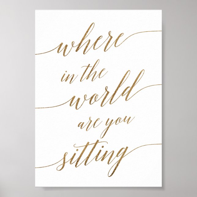 Affiche Élégante calligraphie Or où dans le monde signe (Devant)