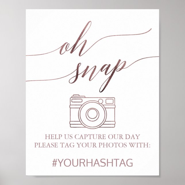 Affiche Élégante calligraphie or Rose Oh Snap Sign (Devant)