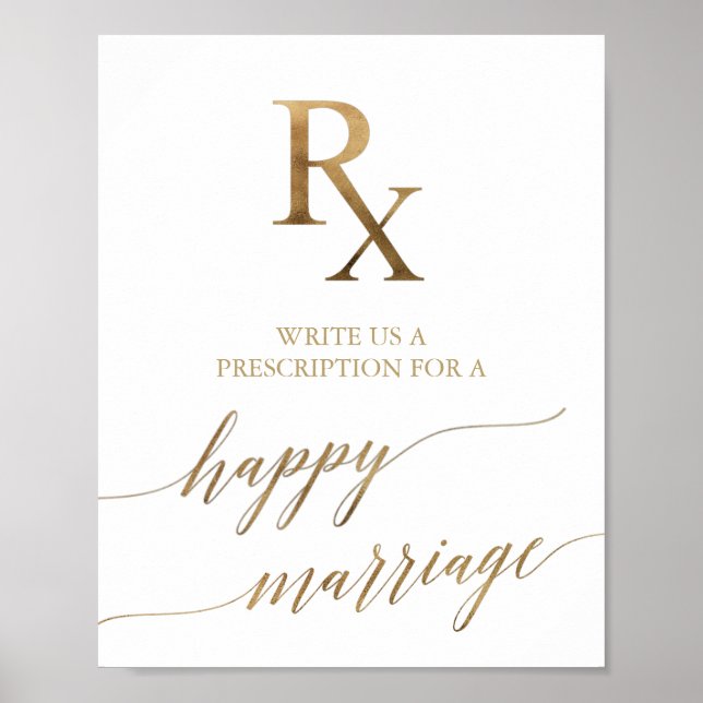 Affiche Elégante Calligraphie Or Rx Conseil Mariage (Devant)
