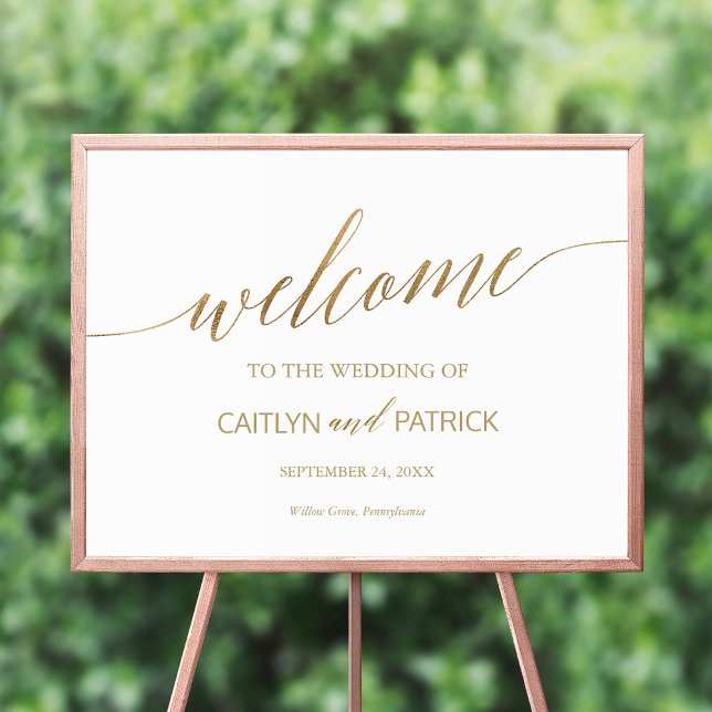 Affiche Élégante calligraphie or Welcome Mariage Sign (Créateur téléchargé)