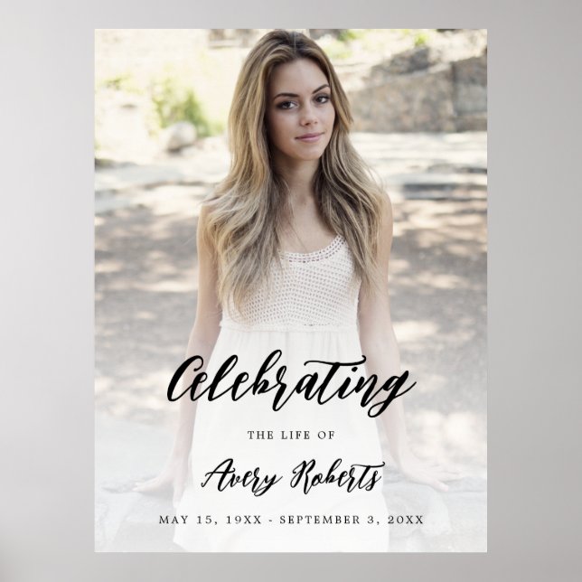 Affiche Élégante calligraphie Photo Célébration de la vie  (Devant)