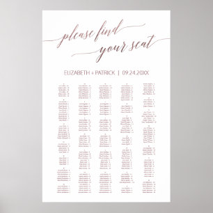 Affiche Élégante calligraphie Rose Or 200+ Seating Chart
