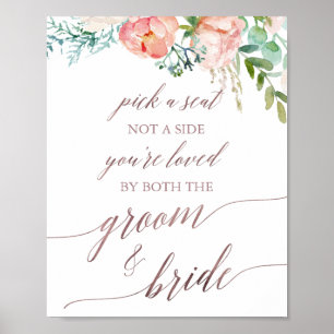 Affiche Élégante Calligraphie Rose Or Choisir Un Siège Sig