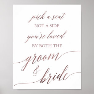 Affiche Élégante Calligraphie Rose Or Choisir Un Siège Sig