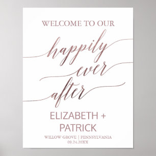 Affiche Élégante Calligraphie Rose Or Joyeusement Après