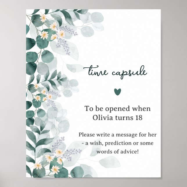 Affiche Élégante Capsule de temps Eucalyptus vert (Devant)