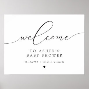Affiche Élégante carte de bienvenue pour baby shower en éc
