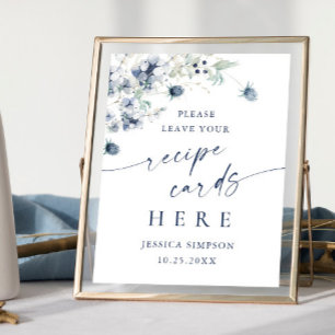 Affiche Élégante Carte de recettes de feuillage hivernal i
