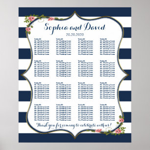 Affiche Élégante carte de sièges Mariages de la Marine Blu