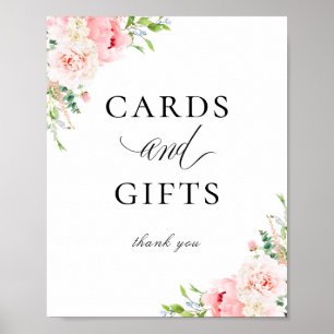 Affiche Élégante carte florale rose pâle - Cadeaux