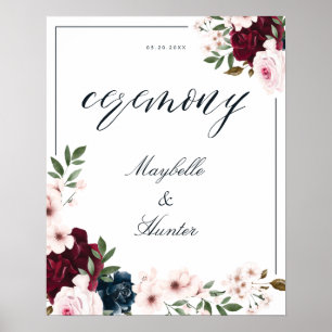 Affiche Elégante cérémonie Aquarelle Bourgogne Marine Flor